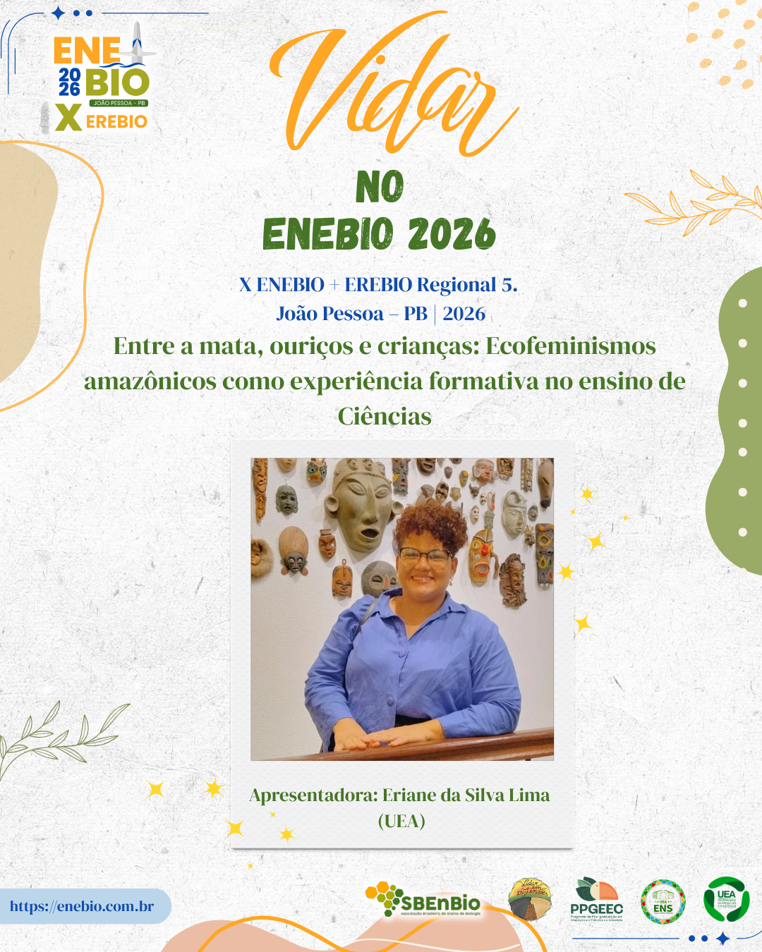Card da comunicação oral de Eriane Lima no X ENEBIO